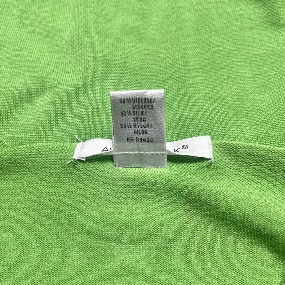 Vintage Cardigan Sweater Women's Small Silk Blend Lime Green Knit Retro Y2K - Picture 4 of 12